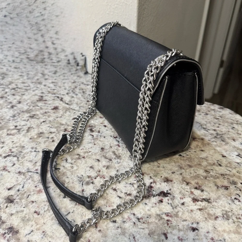 Rare Michael Kors Sloan Specchio Shoulder Flap Bag Black Saffiano